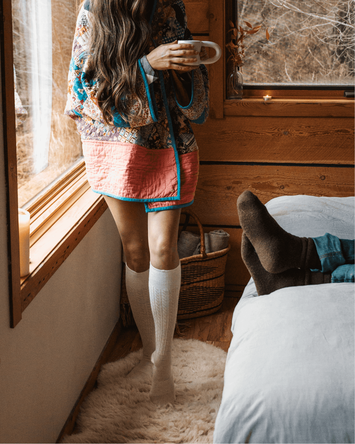 Mohair Wool Cable Knit Knee High Sock (+4 colors)
