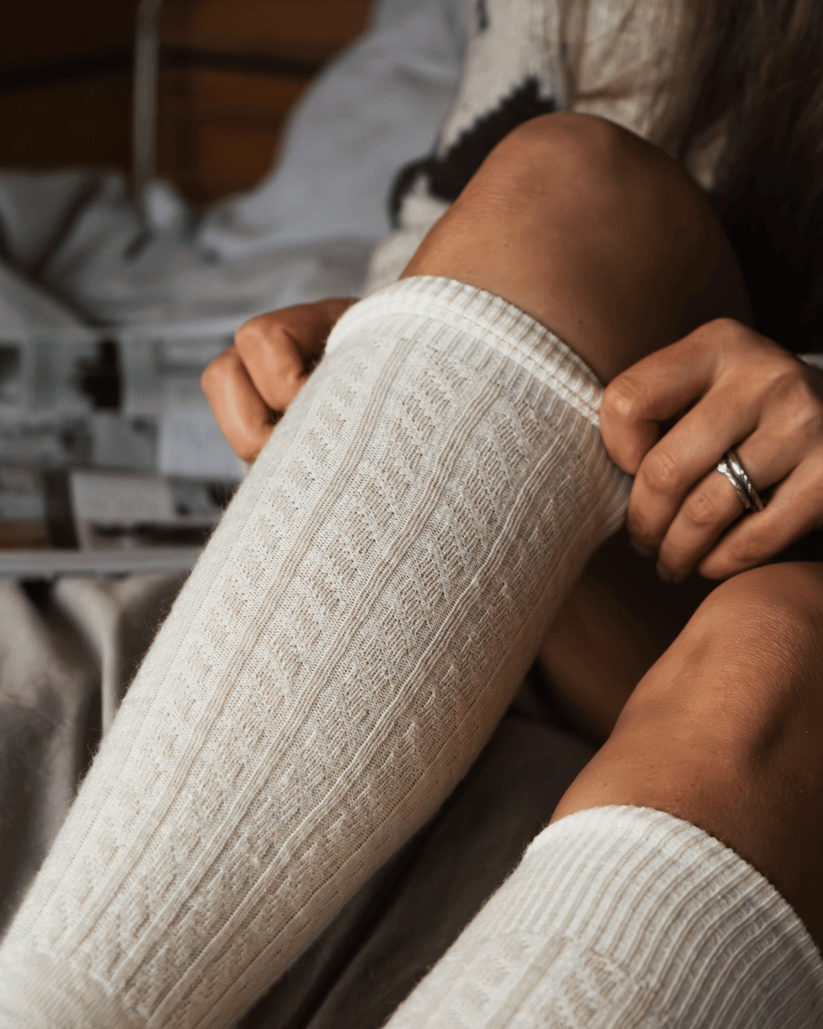 Mohair Wool Cable Knit Knee High Sock (+4 colors)