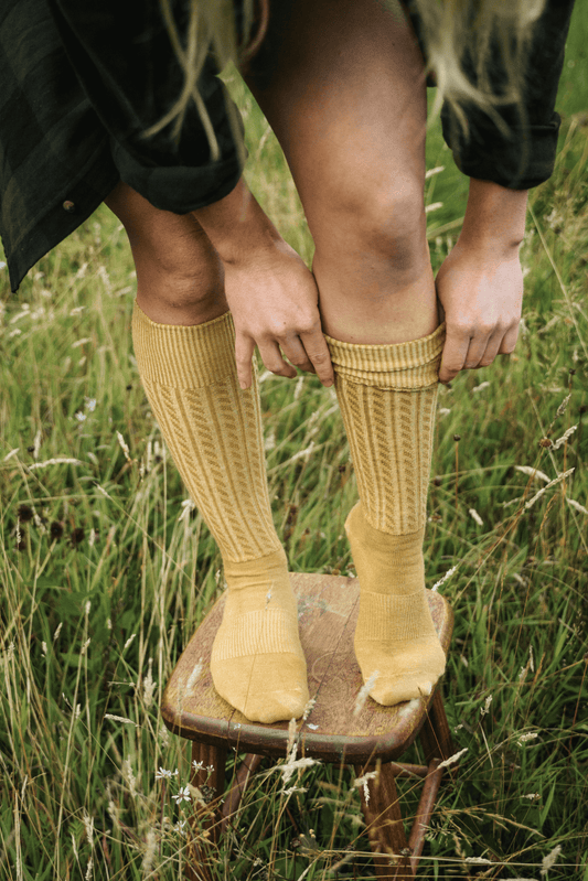 Mohair Wool Cable Knit Knee High Sock (+4 colors)