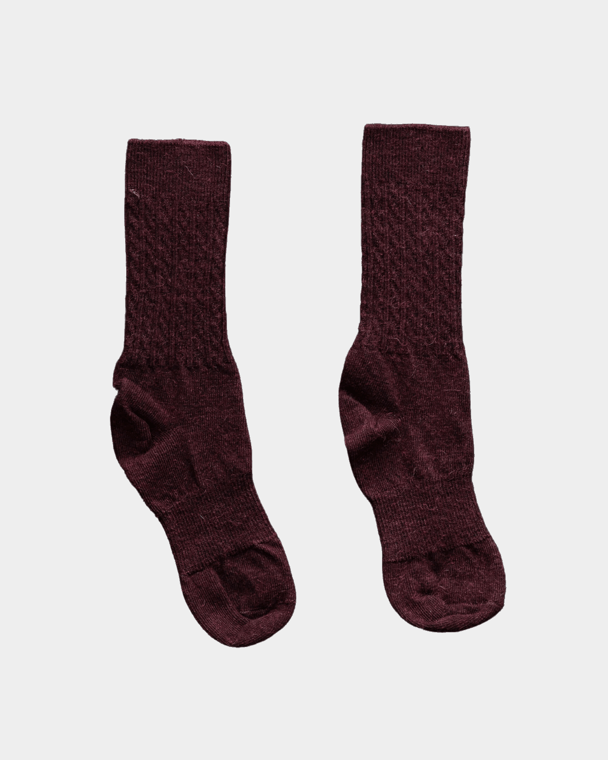 Mohair Wool Cable Knit Crew Sock (+4 colors)