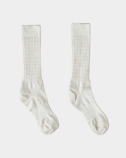 Mohair Wool Cable Knit Crew Sock (+4 colors)