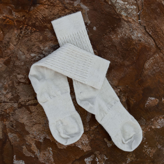 Natural White Cable Knit Crew Sock